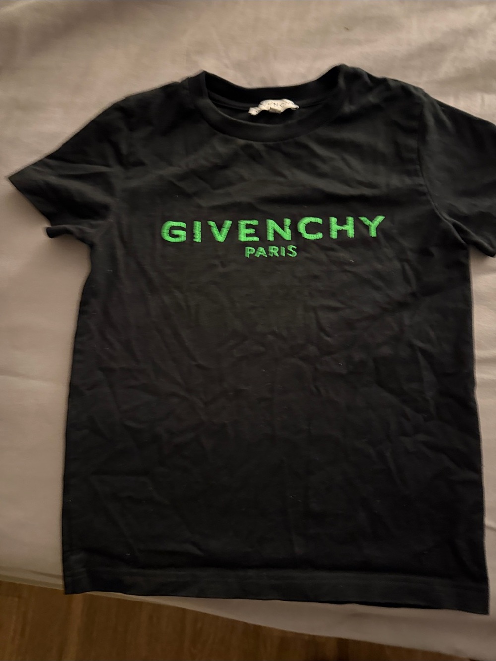 Givenchy Black T-Shirt with Green Embroidered Logo